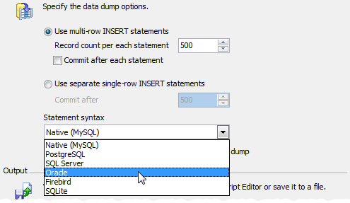 SQL Dump: setting SQL syntax