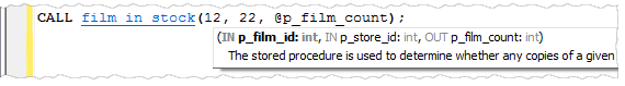 SQL Editor: the function parameter hint box