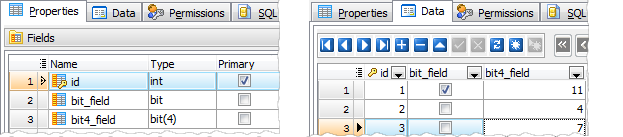 Data Grid: bit values.