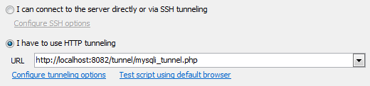 Connecting via MySQLi based HTTP tunnel