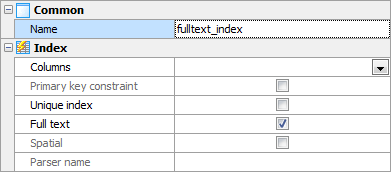 Creating a fulltext index