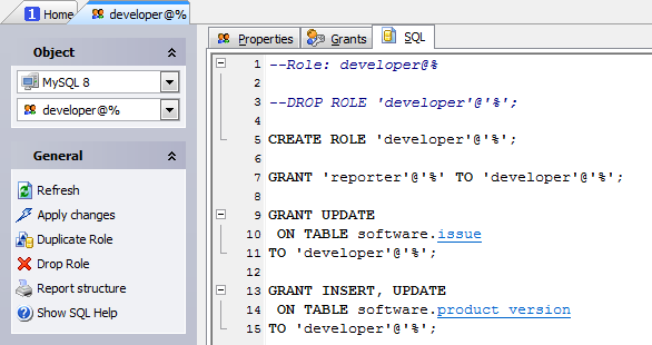 Role Editor (MySQL)