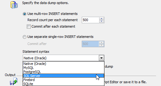 SQL Dump: setting SQL syntax