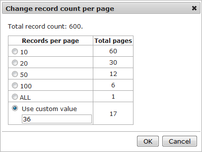 Changing the number of records per page