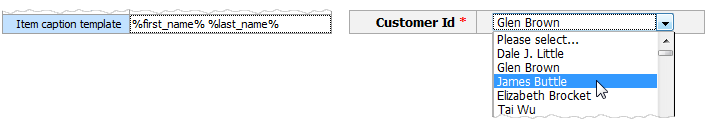 Using templates in lookup editors