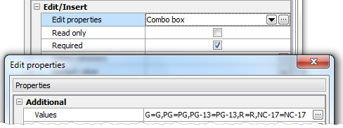 Edit properties of a ENUM column.