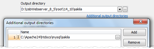 Setting additional output directories