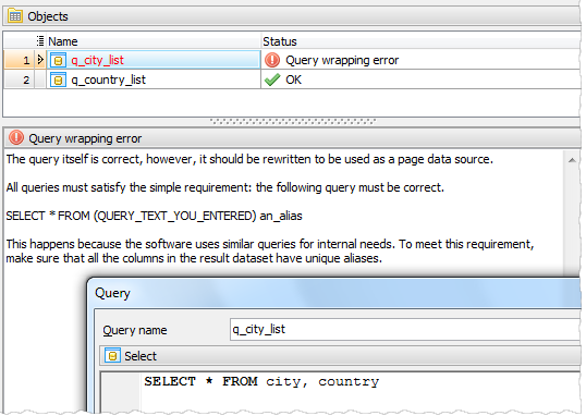 Query wrapping error