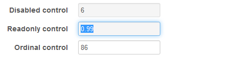 Example of disabled, readonly, and ordinal controls