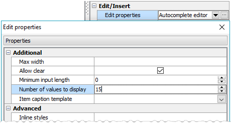 AutoComplete Editor Properties