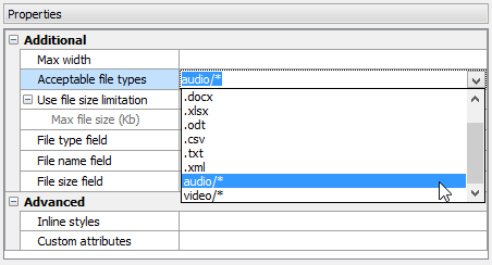 File Type Selection