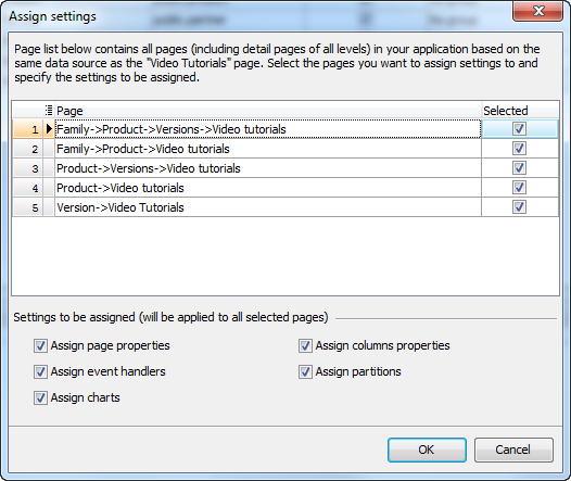 Assign Settings dialog