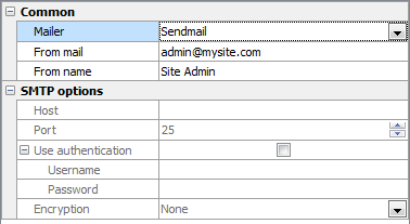 Outgoing mail settings