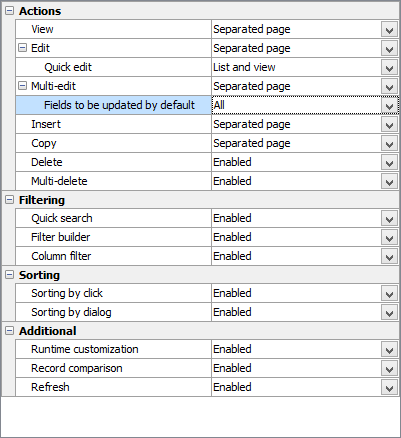 Multi-edit settings