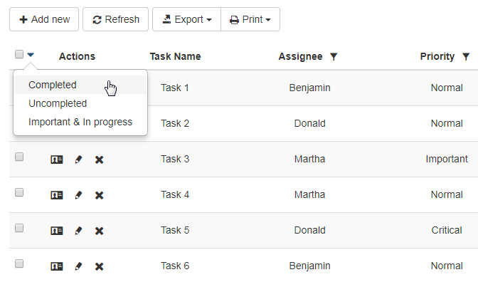 Selection filters