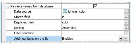 Add new items on the fly settings