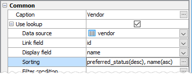 Lookup Editor: setting the sort order