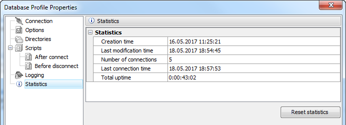 Database Profile Statistics