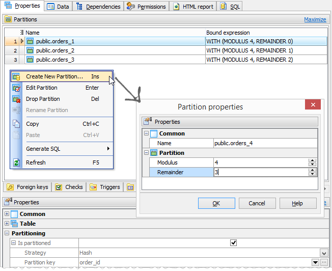 Adding a partition of a hash partitioned table