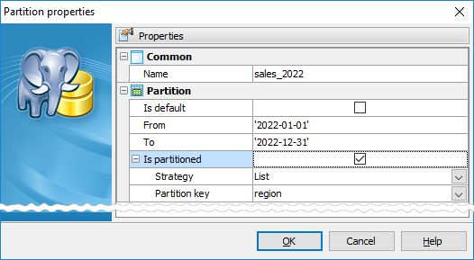 Partition creation editor