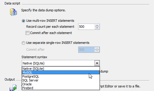 SQL Dump: setting SQL syntax