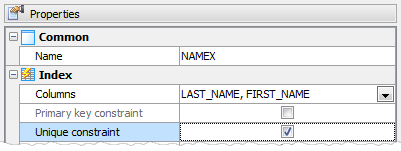 Index Properties: Unique constraint