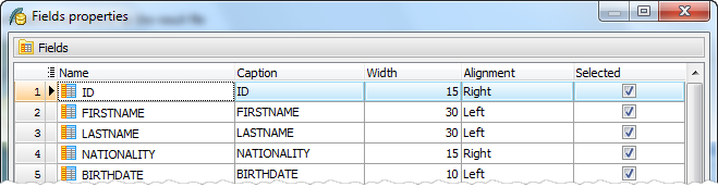 Data Export: customizing output columns