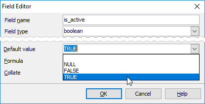 Predefined default values for boolean fields