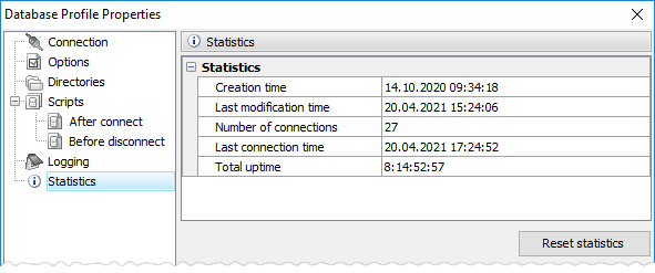 Database Profile Statistics